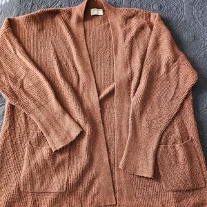 Waffle Knit Open Front Cardigan